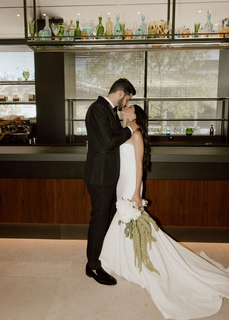 Stunning bride and groom photo at a hotel bar in New York