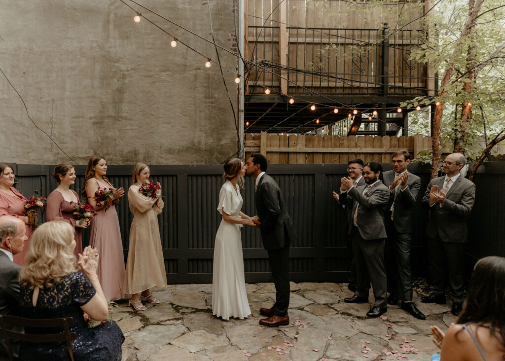 Romantic wedding ceremony at Maison May during intimate wedding in New York