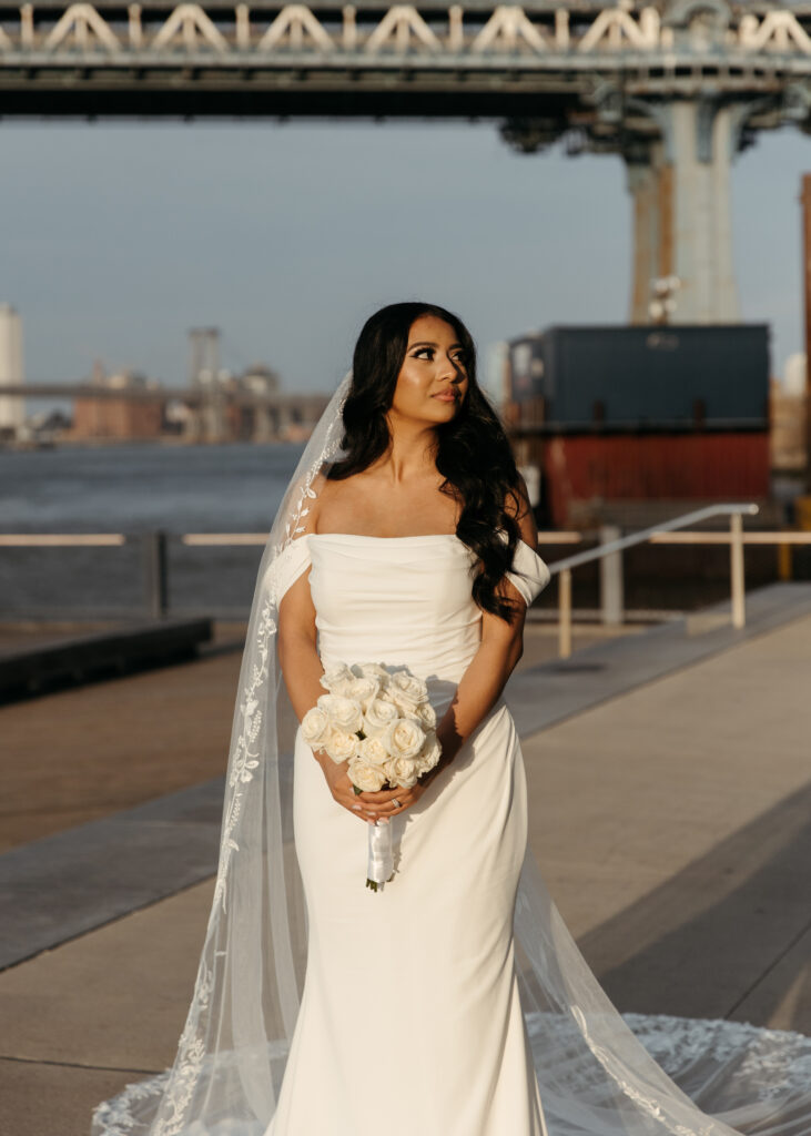 Bridal portrait in DUMBO, Brooklyn