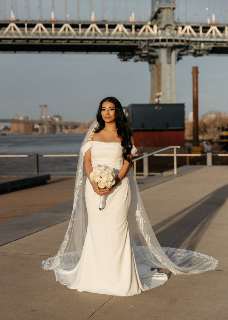 Bridal portrait in DUMBO, Brooklyn