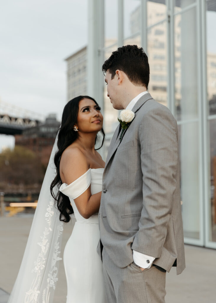 A romantic, intimate wedding photo in Brooklyn