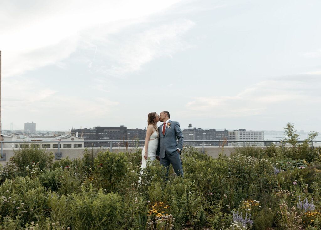 whimsical bride and groom brooklyn grange wedding portrait