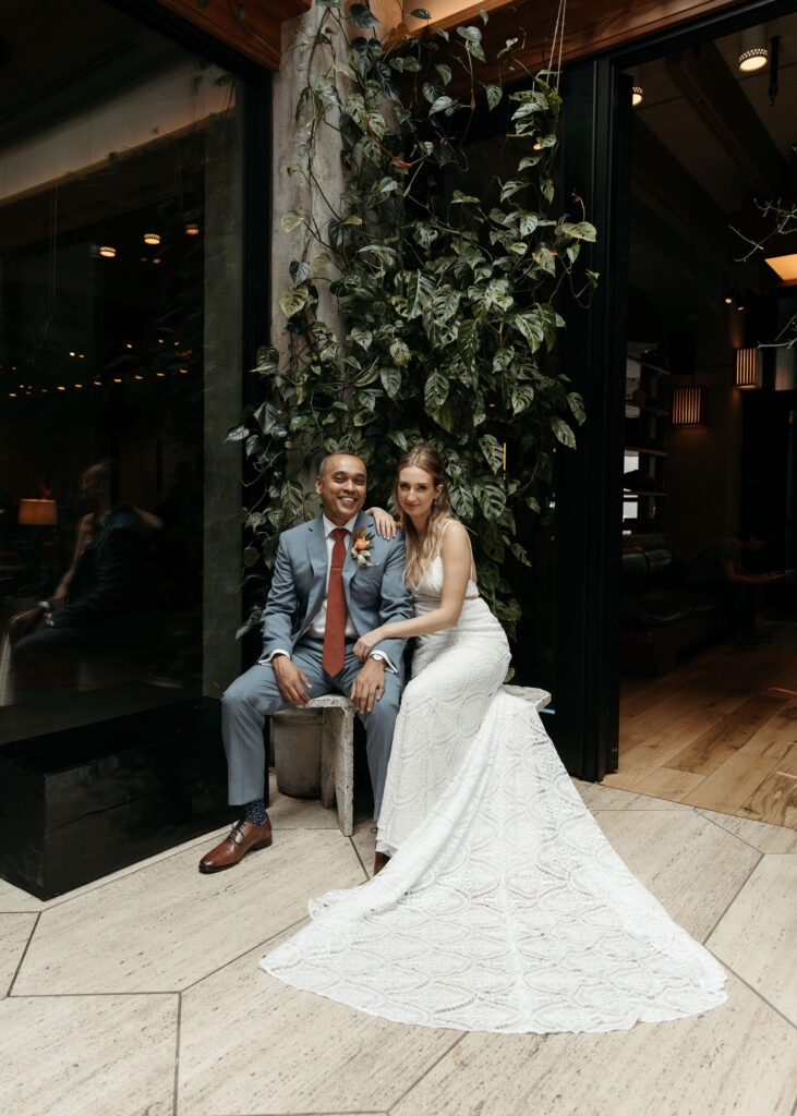 bride and groom wedding portrait at Ace Hotel, Brooklyn