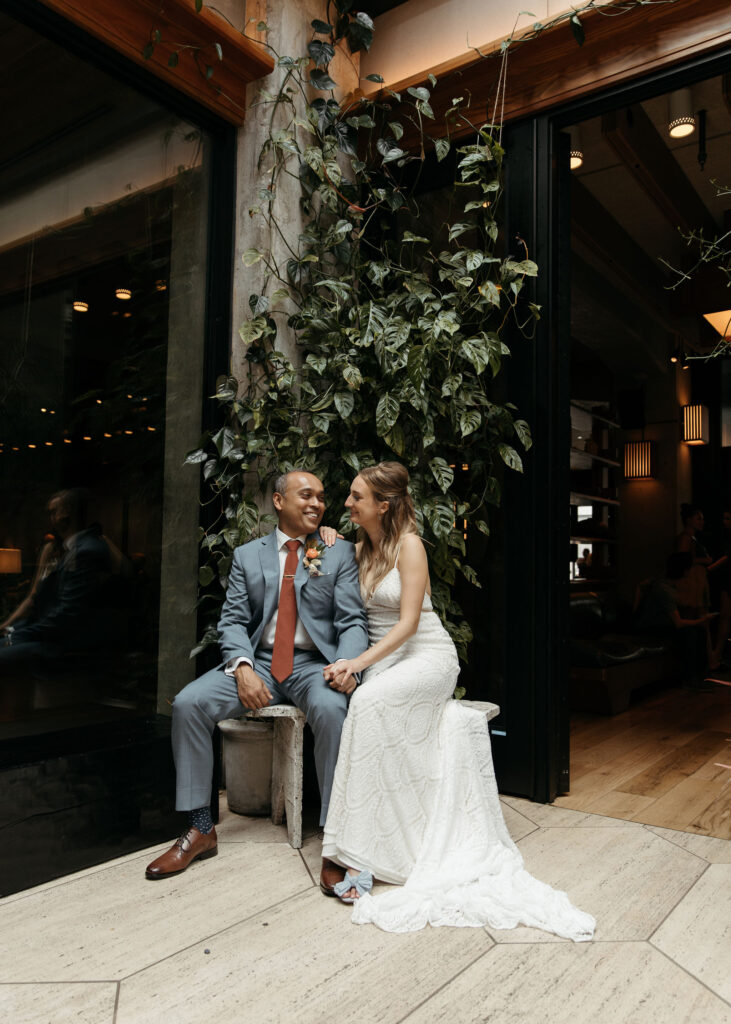 bride and groom wedding portrait at Ace Hotel, Brooklyn