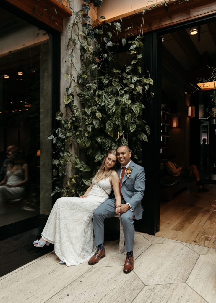 bride and groom wedding portrait at Ace Hotel, Brooklyn