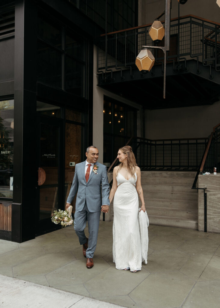 bride and groom hotel wedding portrait