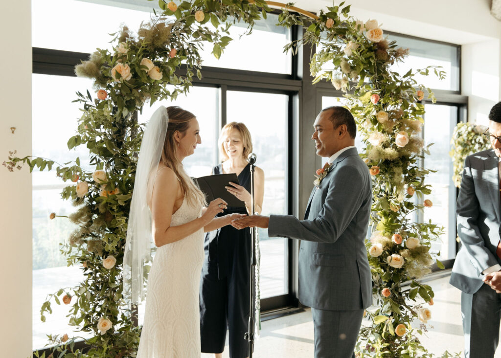 intimate wedding ceremony at Brooklyn Grange