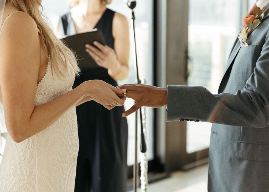 intimate wedding ceremony at Brooklyn Grange