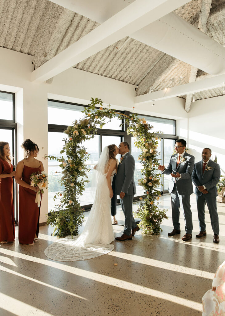 intimate wedding ceremony at Brooklyn Grange