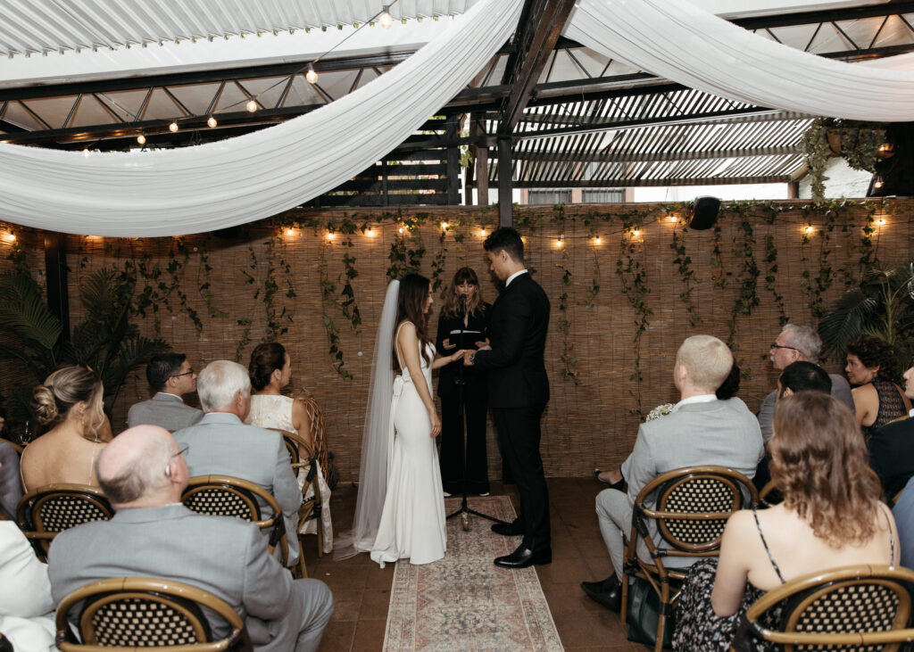 intimate wedding ceremony in Bacchus Bistro, Brooklyn
