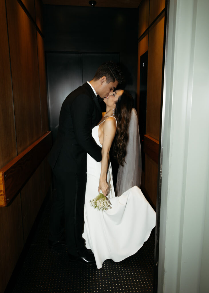 elegant, documentary style bride and groom portraits in Ace Hotel