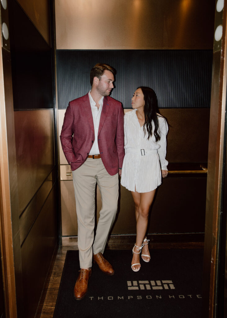 Editorial engagement photos in a hotel in NYC